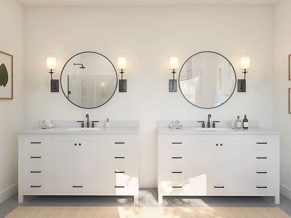 Primary bath with dual vanities