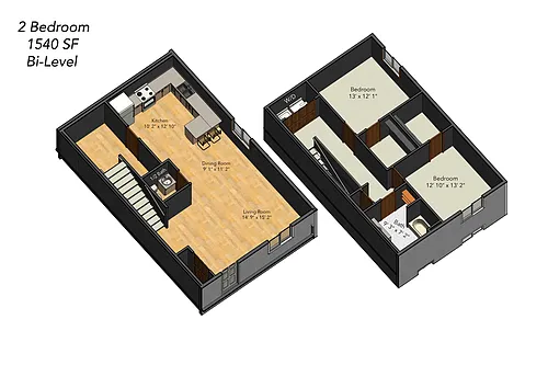 Floor plan Two Bedroom - Bi-Level