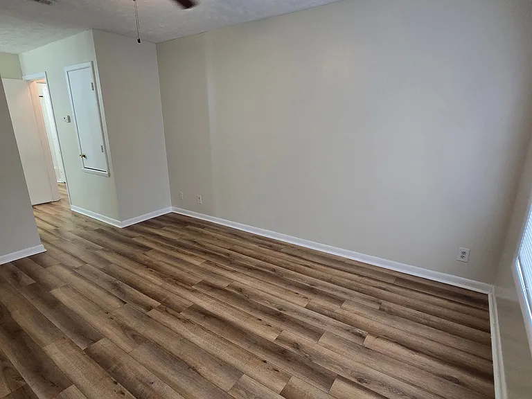 Spacious area fit for a King or Queen size bed. It has a private access leading to a large vanity area, a fairly large walk-in closet, a full bath with a shower all nestled behind a secureable door seperating you from the cares of the world! Your should b