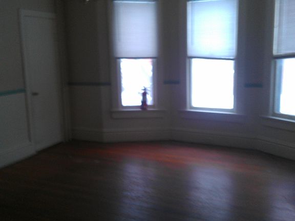 dining room with bay window