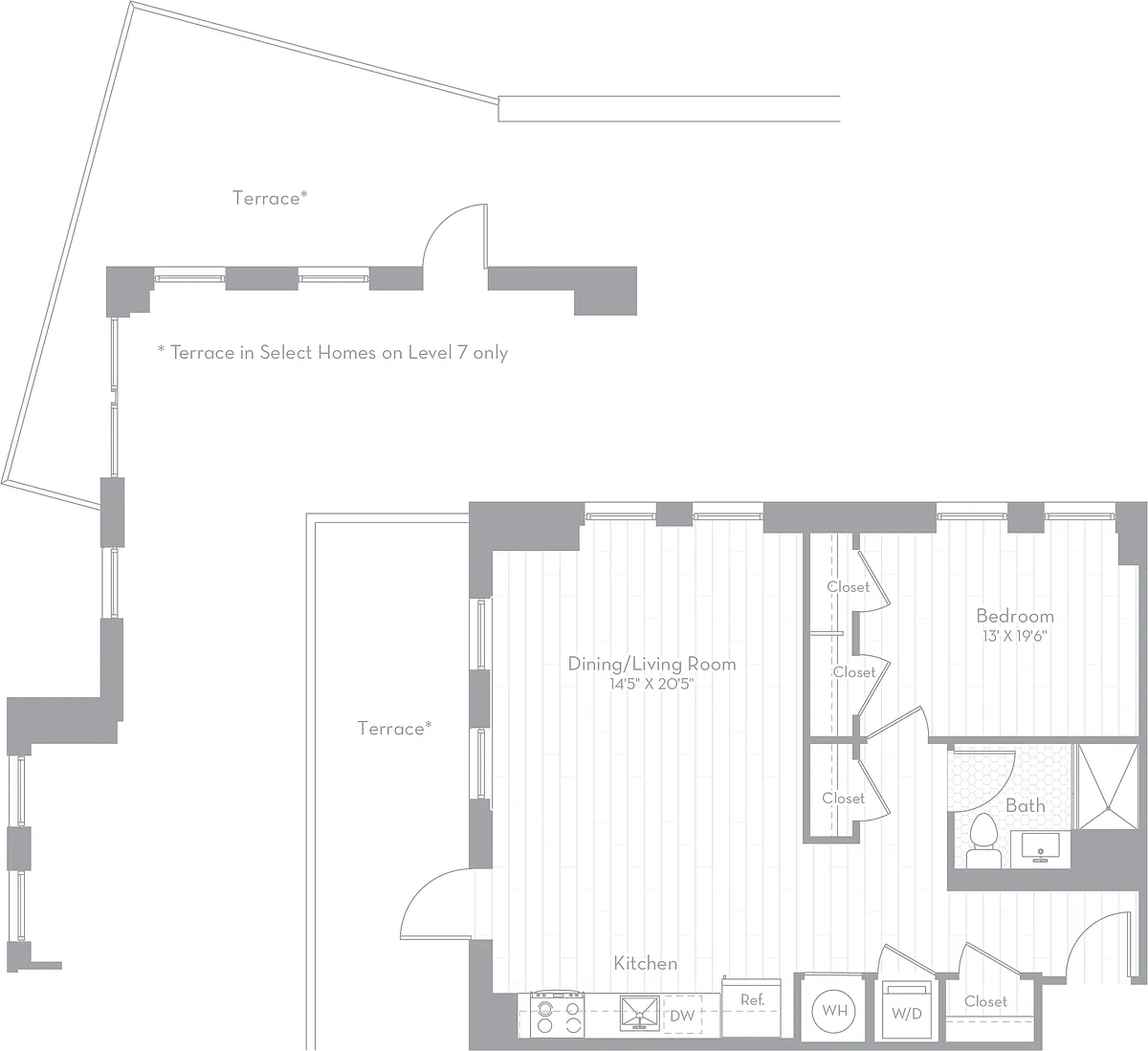 Floor plan 1 Bed/1 Bath-A18