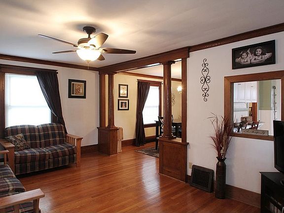 Beautiful Wood Pillars help define the space.