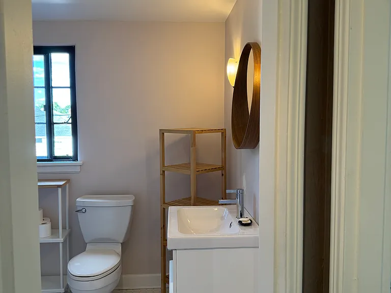 Floating sink and simple design.