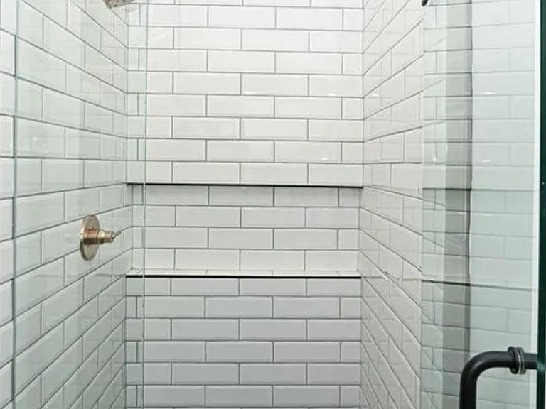 European style shower with glass door