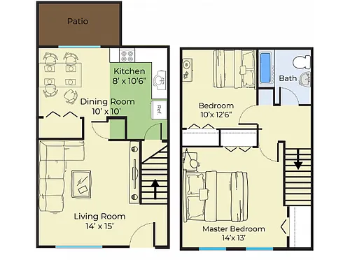 Floor plan 2 Bedroom Townhouse