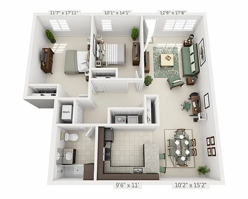 Floor plan Two Bedroom B1D