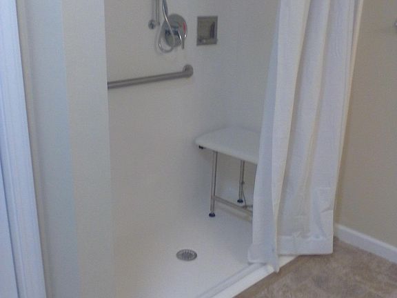 This unit has a nice walk in shower. Spacious bathroom area.