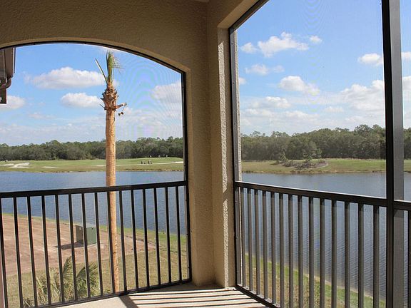 View across lake to golf course