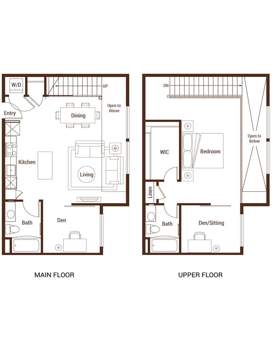 Floor plan 1bd 2ba Den
