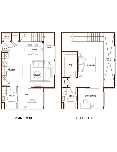 Floor plan 1bd 2ba Den