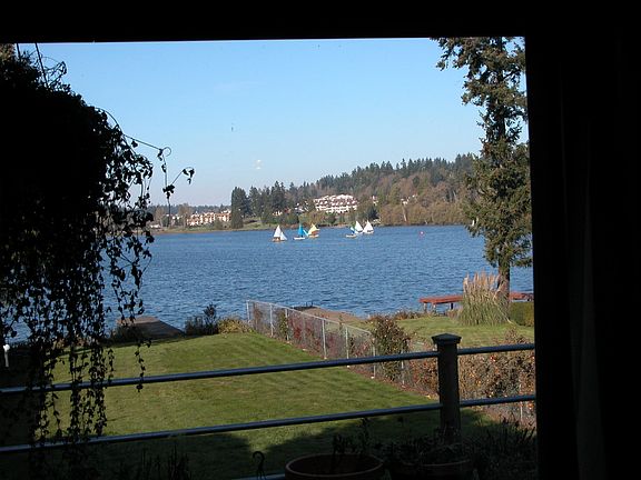 view of lake from livingroom