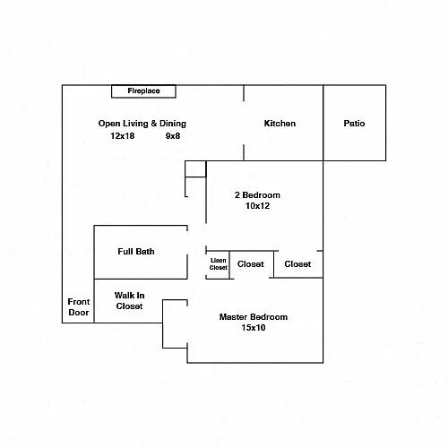 Floor plan 2 Bedroom 1 Bath (2gS)