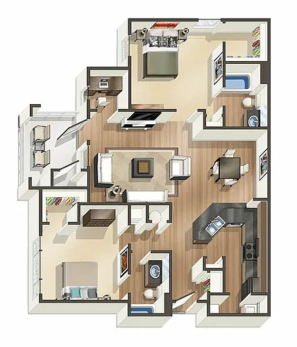 Floor plan B1 - Brookstone with Porch - Two Bedroom, Two Bath