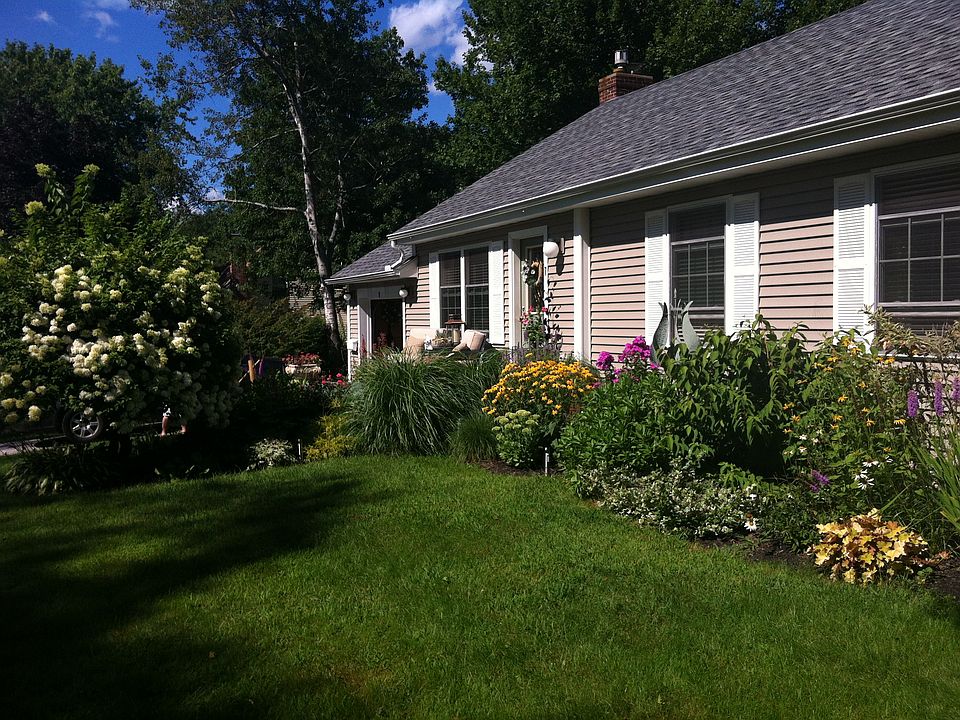 House front with gardens