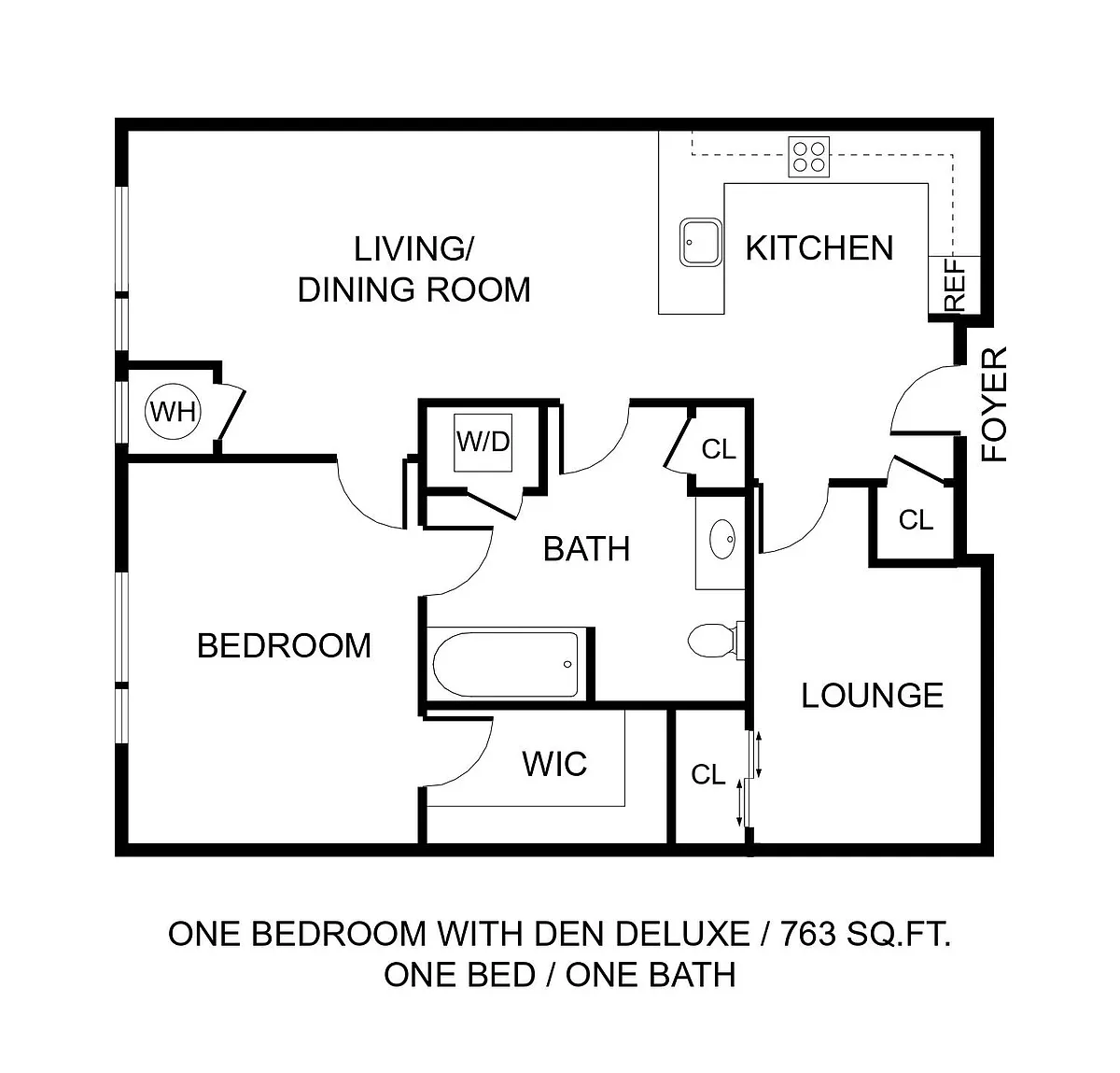 Floor plan One Bed Den Deluxe