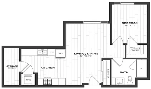Floor plan 1 Bed/1 Bath-A4
