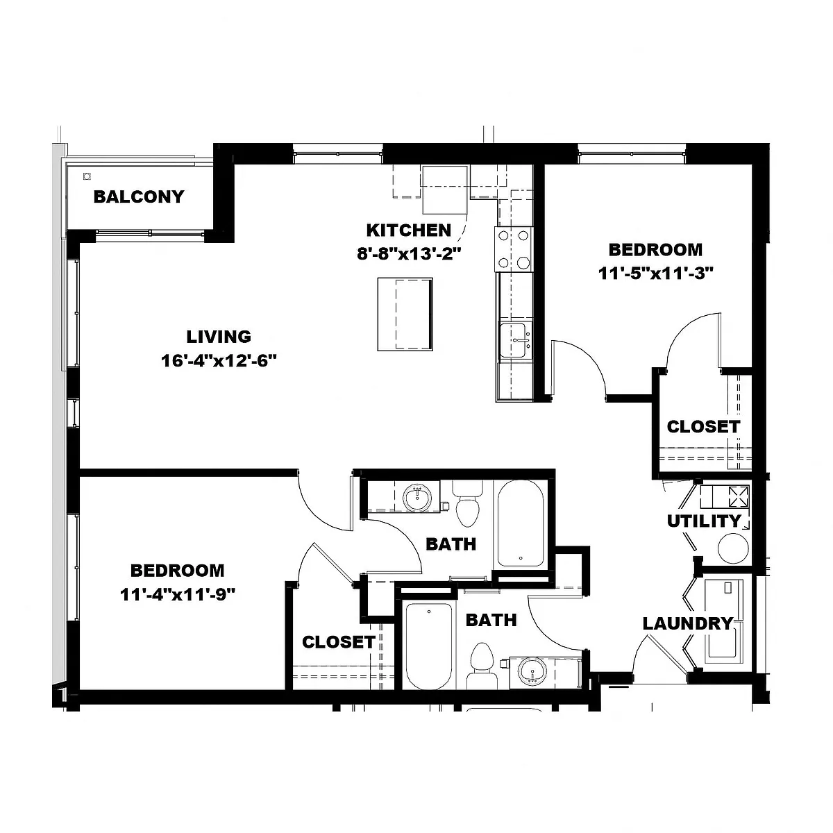 Floor plan Two Bedroom B2