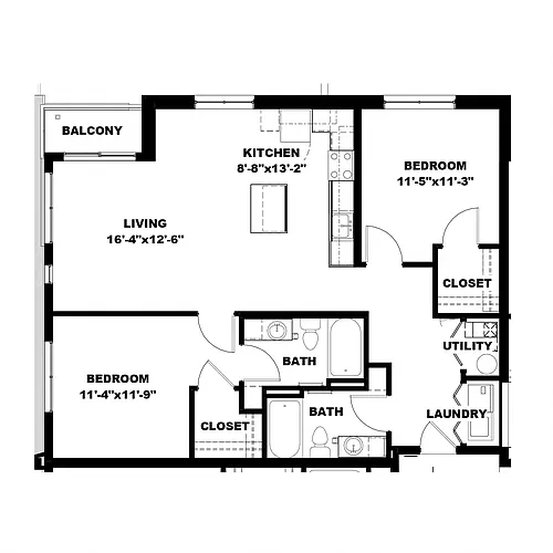Floor plan Two Bedroom B2