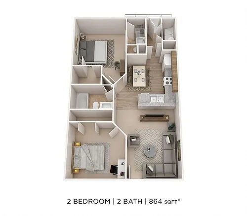 Floor plan Two Bedroom 2 Bath