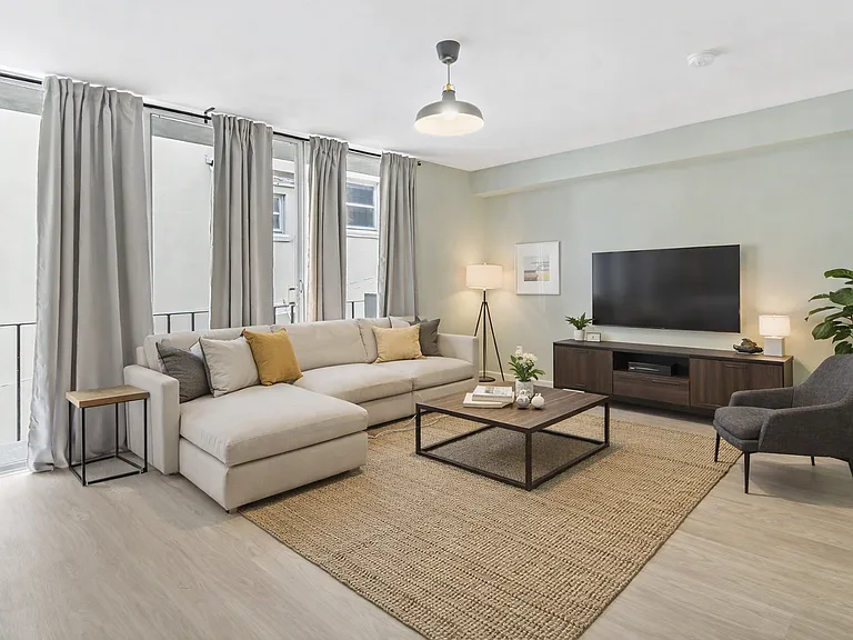 large living room with balcony (AI-staged images)