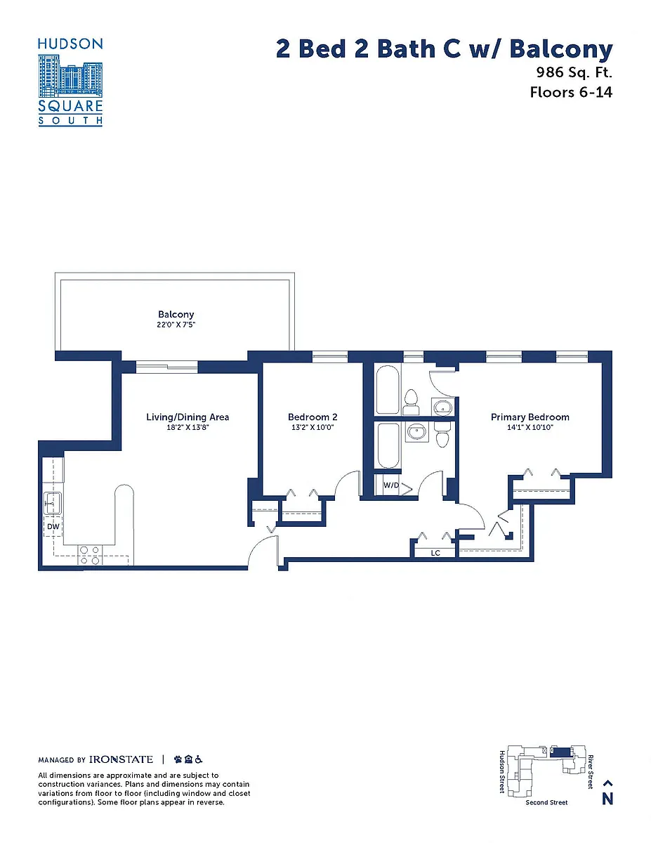 Floor plan 2 Bed 2 Bath C