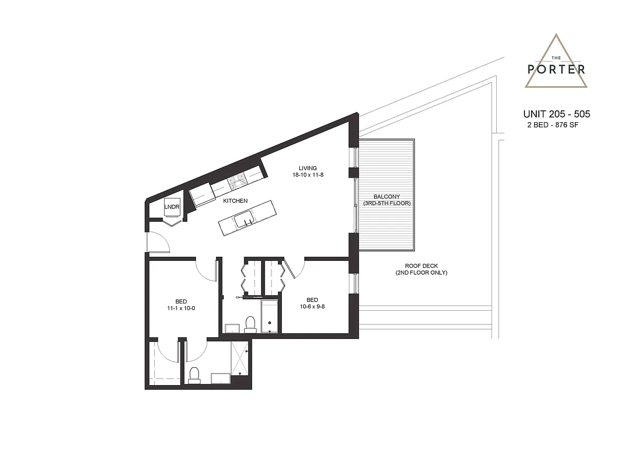 Floor plan 2 Bedroom - 2 Bathroom