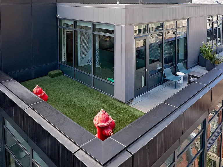 Apartment community dog run at Griffis Seattle Waterfront in Seattle, Washington.