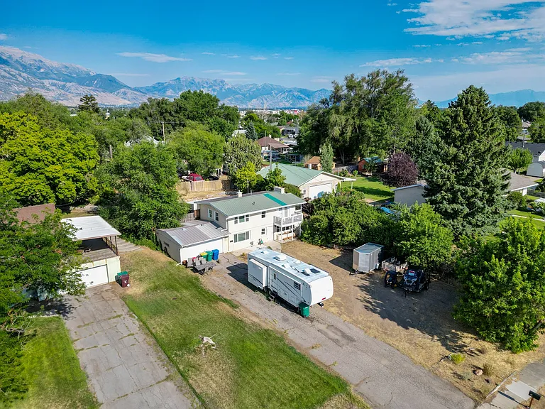 Arial view of the home and property