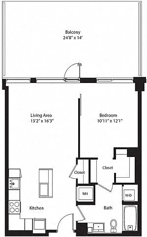 Floor plan 1N w/ Balcony