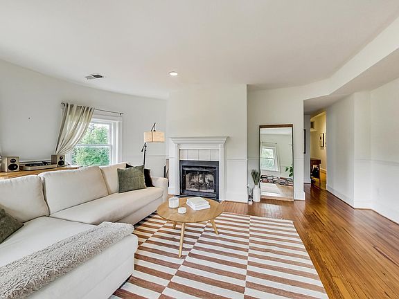 Living Room with wood-burning fireplace