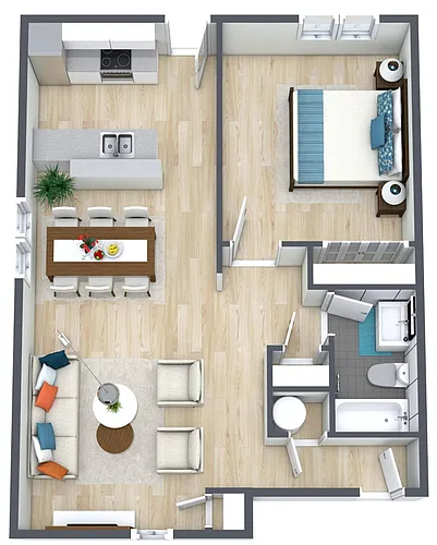 Floor plan 1BR - 1BTH