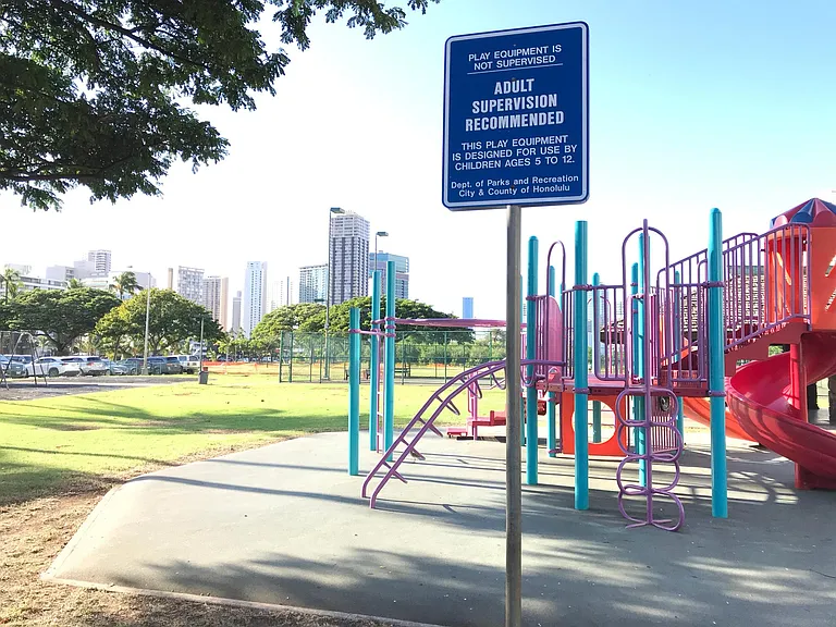 Playground for children and basketball courts