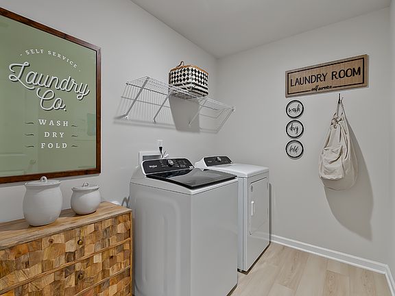 Laundry room in the Chatham floorplan at a Meritage Homes community in Zebulon, NC.