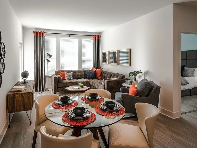 Living and dining areas with hard surface flooring