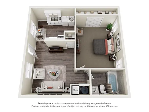 Floor plan 1 Bed 1 Bath