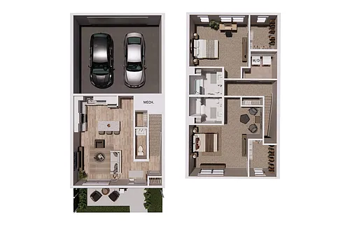 Floor plan Townhome 2B2B