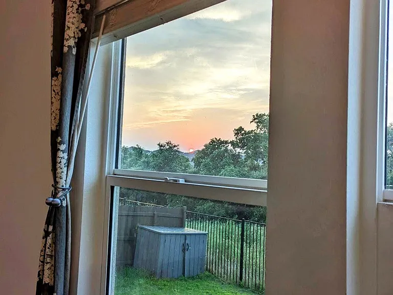 View of beautiful sunsets from the living room!