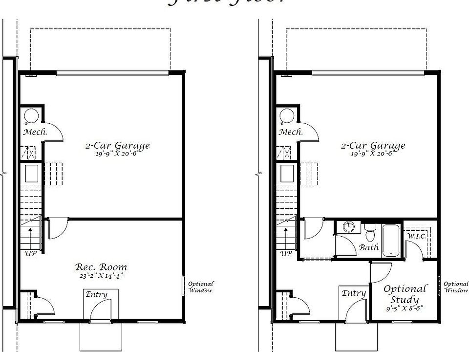 The Fairfax 3story slab Plan, Westhill Townhomes, Blacksburg, VA 24060