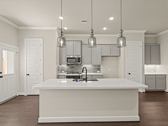 Kitchen with pendant lights