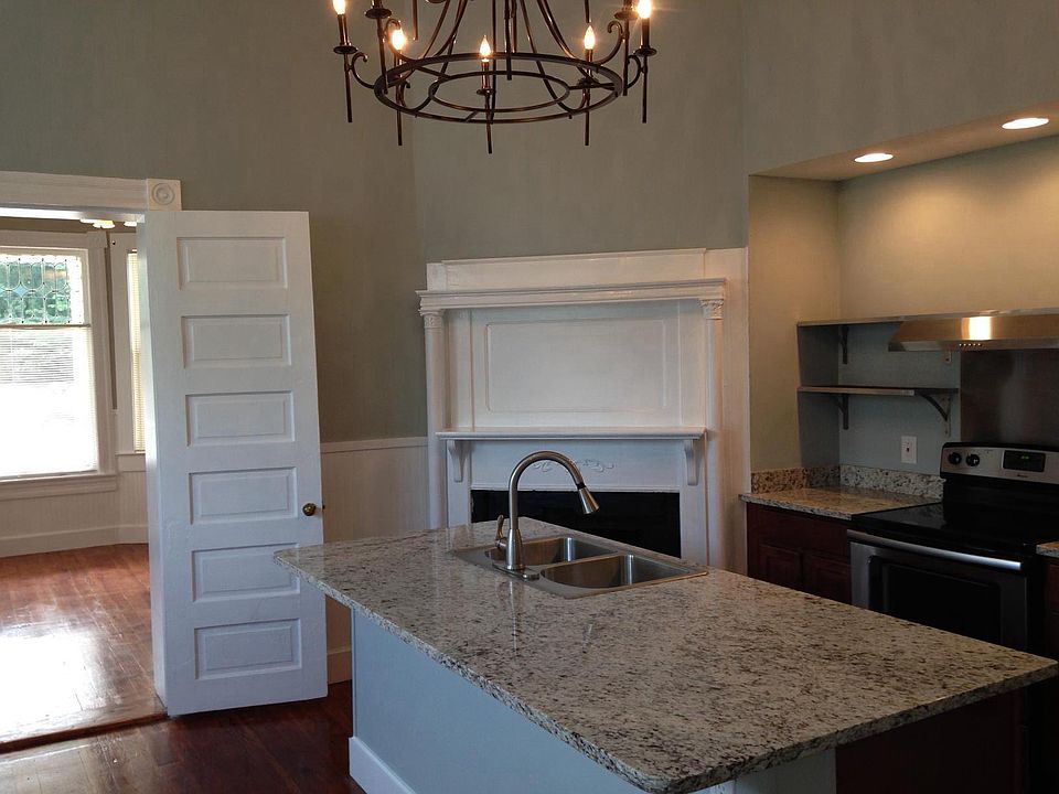 Kitchen opens to living room