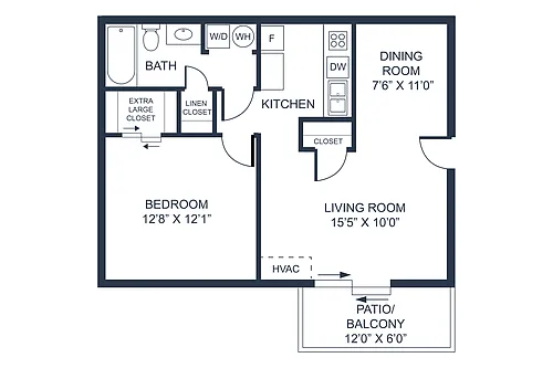 Floor plan 2 Bed 1 Bath Upgraded