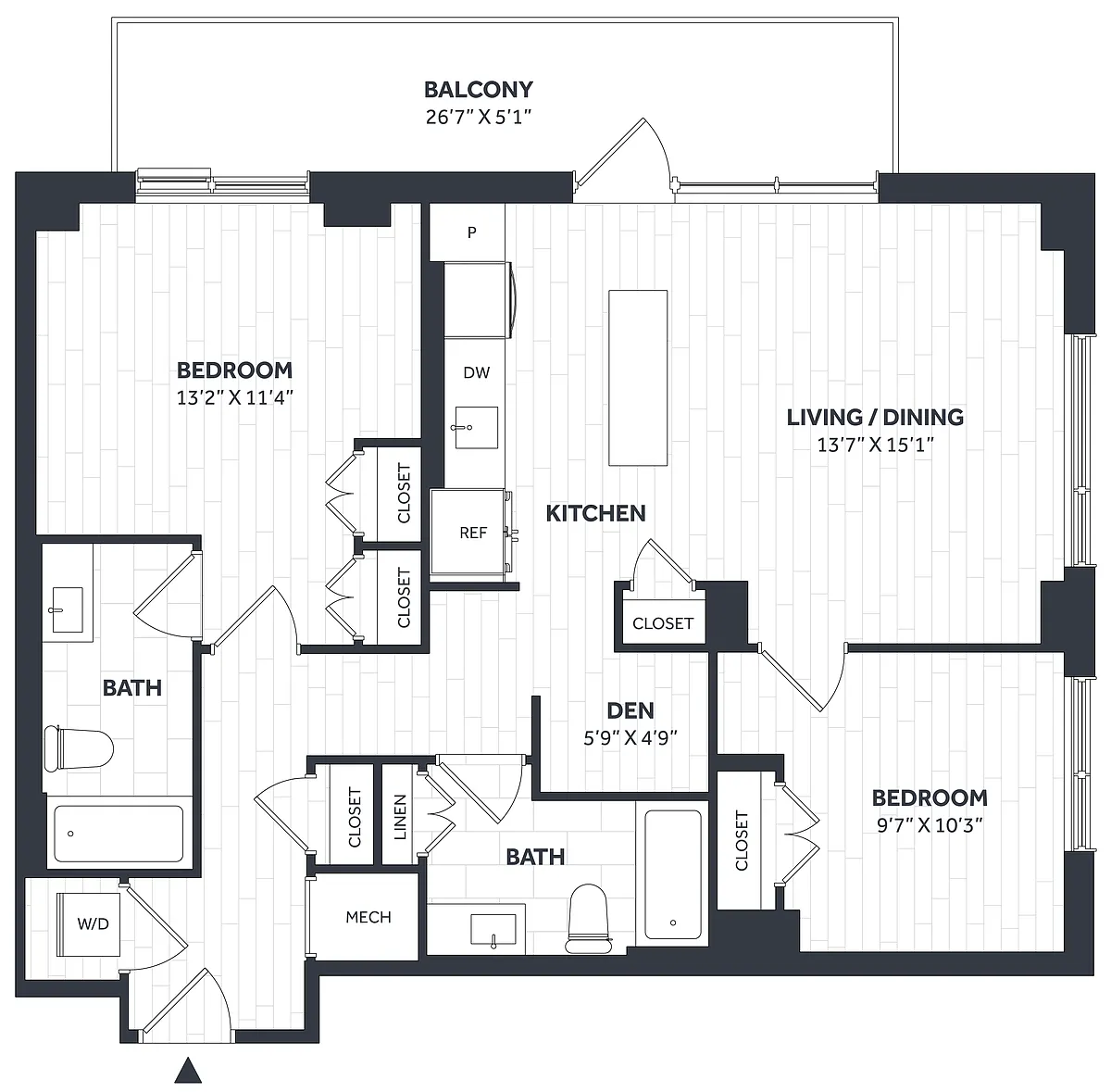 Floor plan 2 Bed/2 Bath Den- Stratos - CC10b
