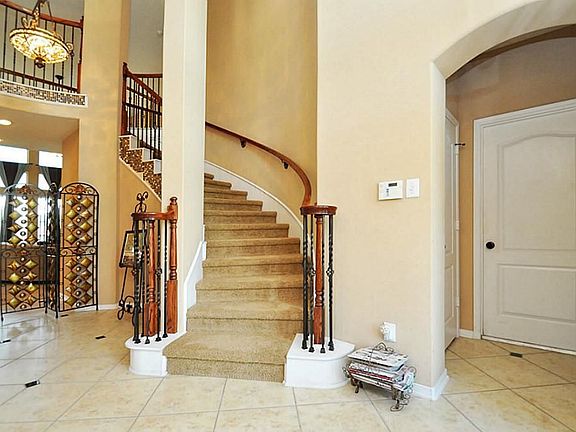 Dramatic spiral staircase.
