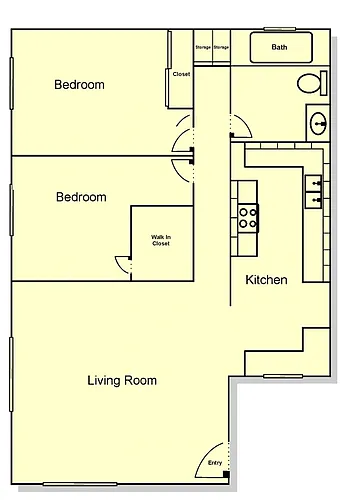 Floor plan 2 Bedroom, 1 Bath- Downstairs Collett Street