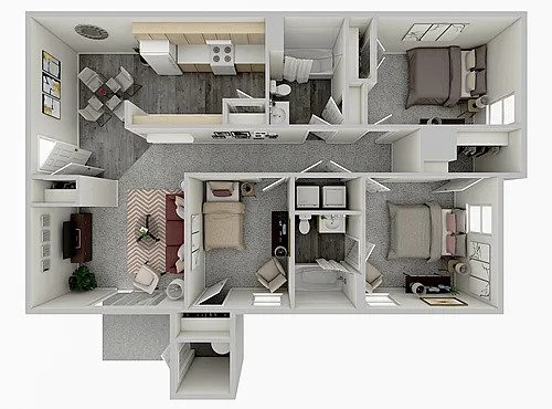 Floor plan 3 Bedroom 2 Bath