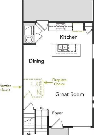 A view of the layout of the first floor and the garage