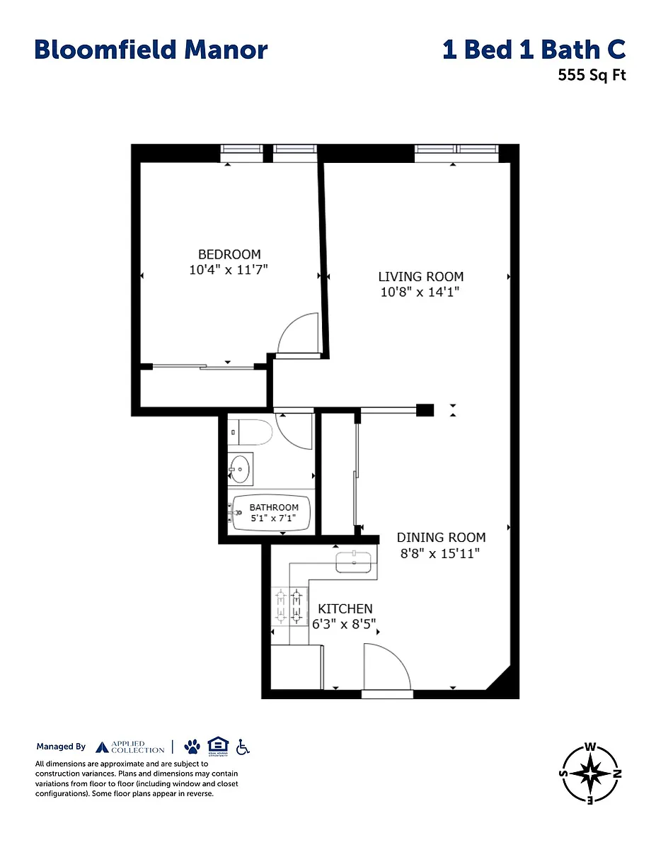 Floor plan 1 Bed 1 Bath C