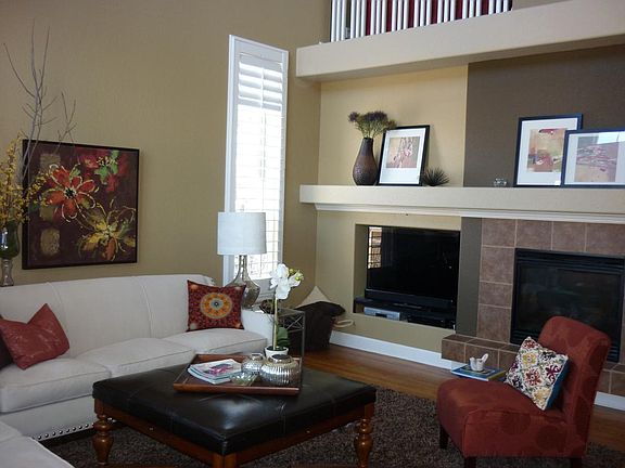 two story living room w/fireplace