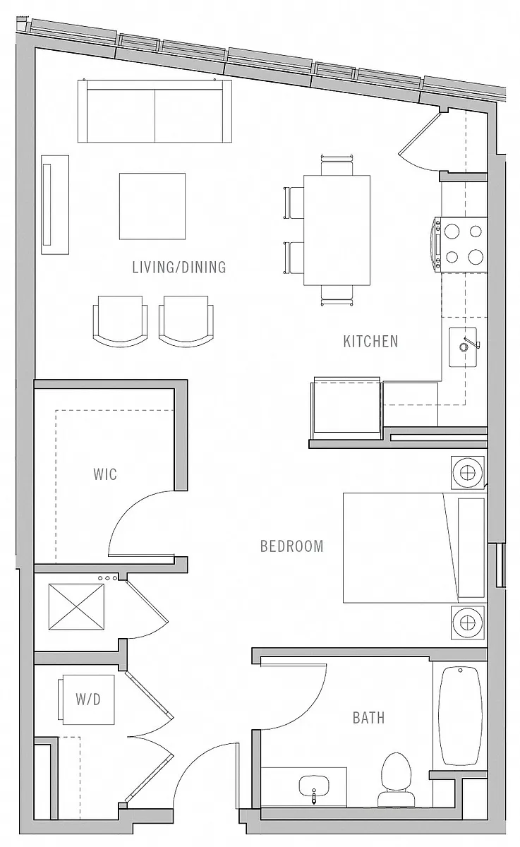 Floor plan 1 Bed-1 Bath-OA