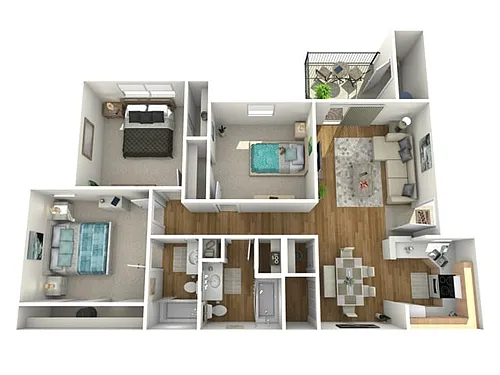 Floor plan 3 Bed, 2 Bath